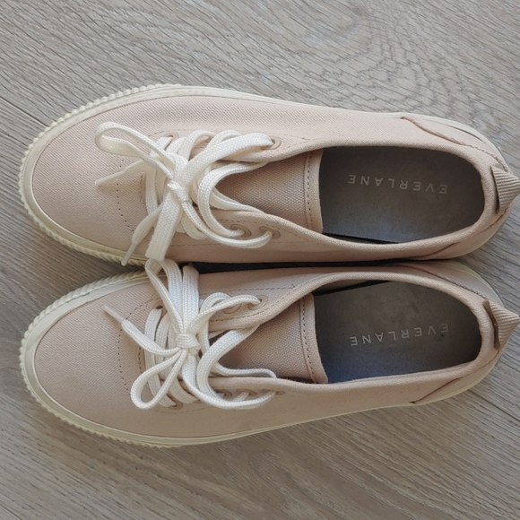 Everlane 100% Organic Canvas Cotton Platform Sneakers US women's 5 EUC - Picture 3 of 12